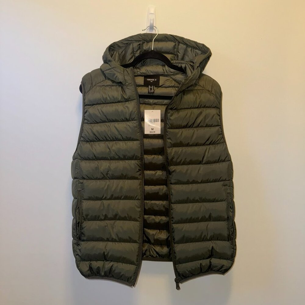New! Green Puffer Vest Jacket